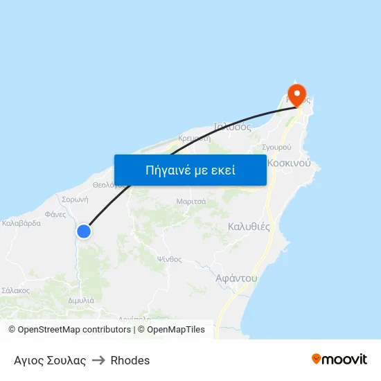 Αγιος Σουλας to Rhodes map