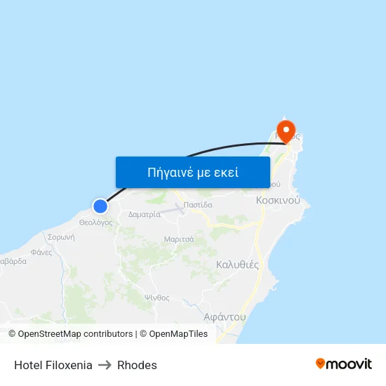 Hotel Filoxenia to Rhodes map