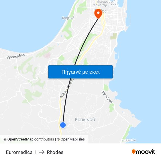 Euromedica 1 to Rhodes map