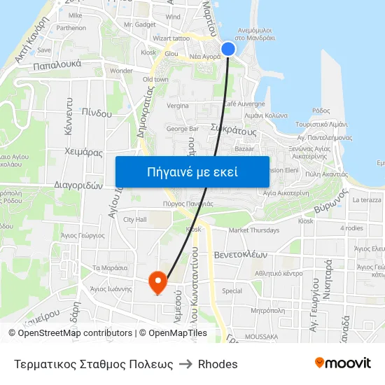 Τερματικος Σταθμος Πολεως to Rhodes map