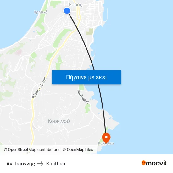 Αγ. Ιωαννης to Kalithèa map