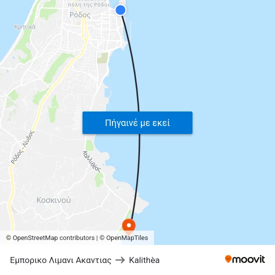 Εμπορικο Λιμανι Ακαντιας to Kalithèa map