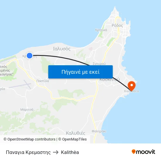 Παναγια Κρεμαστης to Kalithèa map