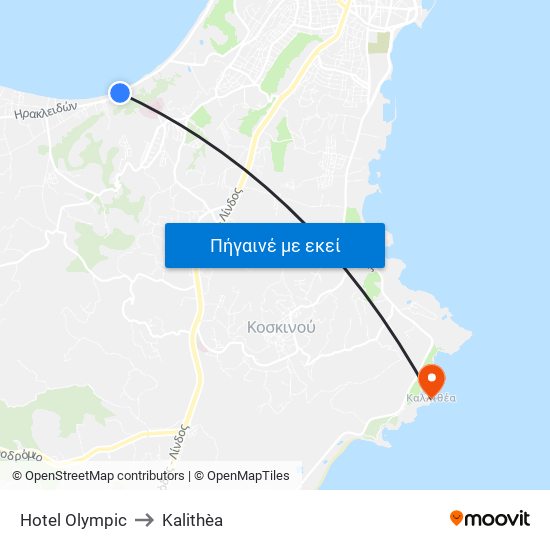 Hotel Olympic to Kalithèa map