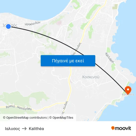 Ιαλυσος to Kalithèa map