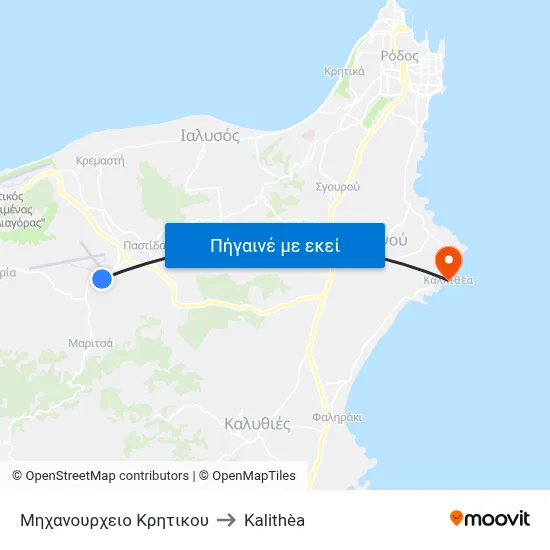 Μηχανουρχειο Κρητικου to Kalithèa map