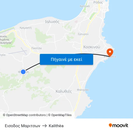 Εισοδος Μαριτσων to Kalithèa map