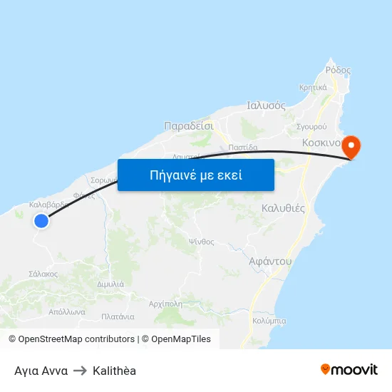 Αγια Αννα to Kalithèa map