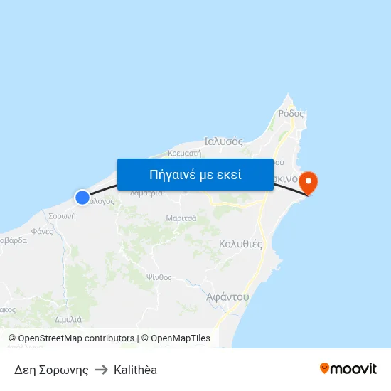 Δεη Σορωνης to Kalithèa map