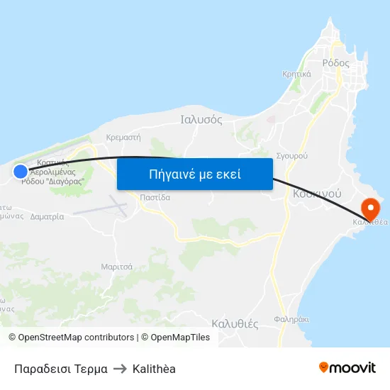 Παραδεισι Τερμα to Kalithèa map