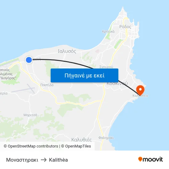 Μοναστηρακι to Kalithèa map