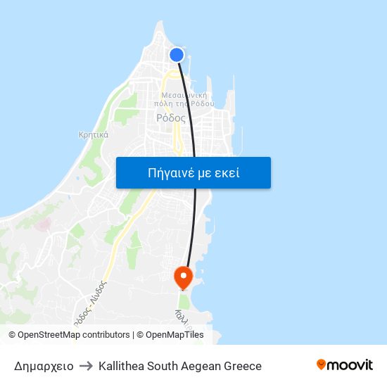 Δημαρχειο to Kallithea South Aegean Greece map