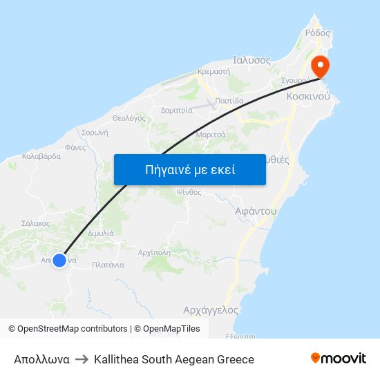 Απολλωνα to Kallithea South Aegean Greece map