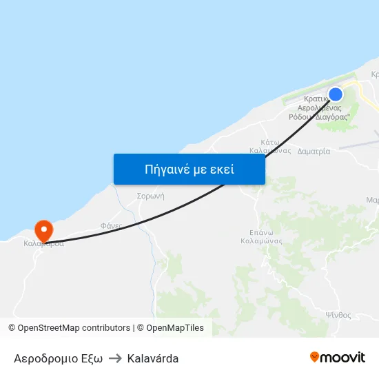 Αεροδρομιο Εξω to Kalavárda map