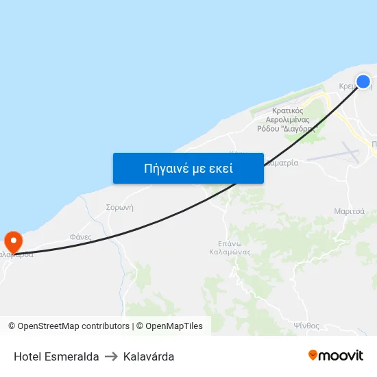 Hotel Esmeralda to Kalavárda map
