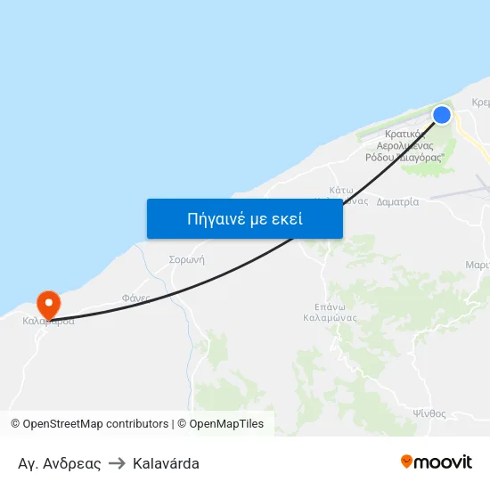 Αγ. Ανδρεας to Kalavárda map