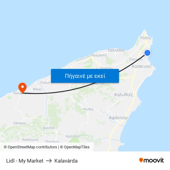 Lidl - My Market to Kalavárda map