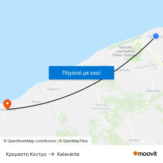 Κρεμαστη Κεντρο to Kalavárda map