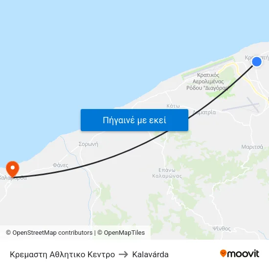 Κρεμαστη Αθλητικο Κεντρο to Kalavárda map