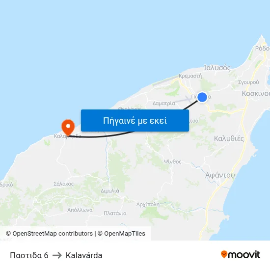 Παστιδα 6 to Kalavárda map