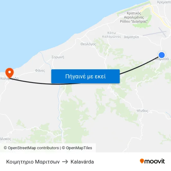 Κοιμητηριο Μαριτσων to Kalavárda map