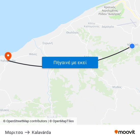 Μαριτσα to Kalavárda map