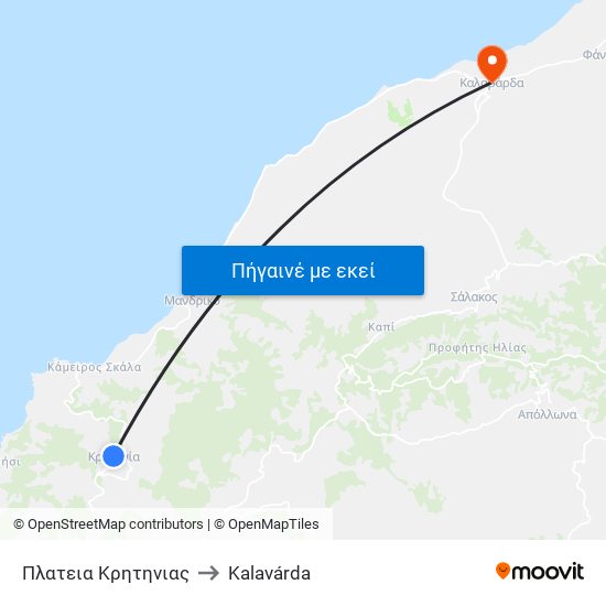 Πλατεια Κρητηνιας to Kalavárda map