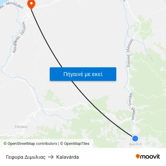 Γεφυρα Διμυλιας to Kalavárda map