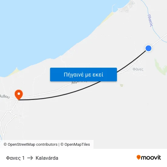 Φανες 1 to Kalavárda map