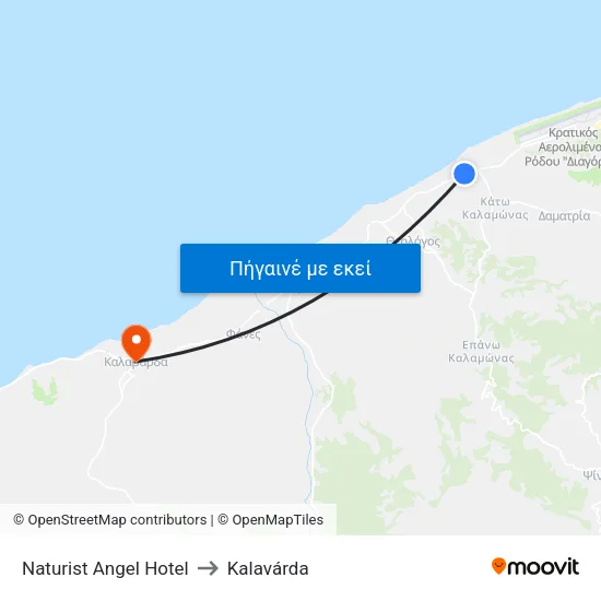 Naturist Angel Hotel to Kalavárda map