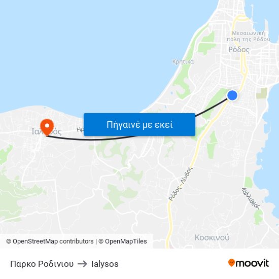 Παρκο Ροδινιου to Ialysos map