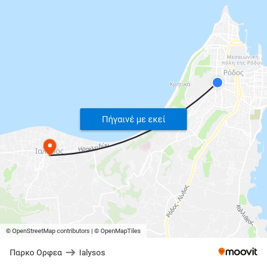 Παρκο Ορφεα to Ialysos map