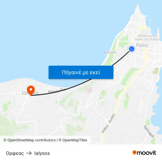 Ορφεας to Ialysos map