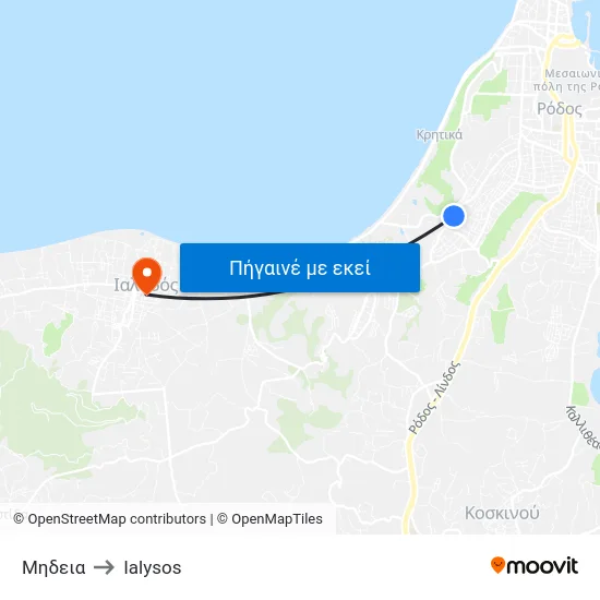 Μηδεια to Ialysos map