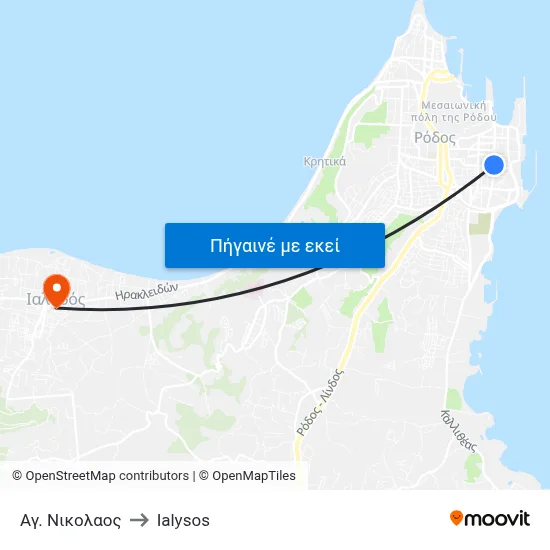 Αγ. Νικολαος to Ialysos map