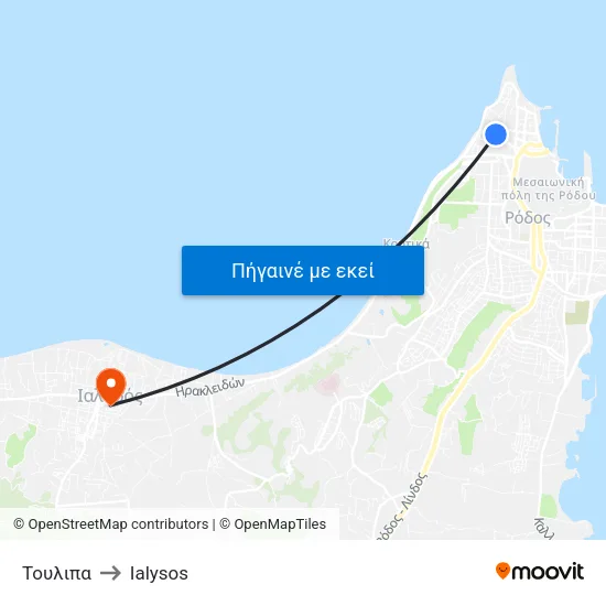 Τουλιπα to Ialysos map