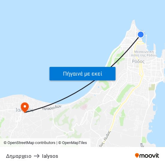 Δημαρχειο to Ialysos map