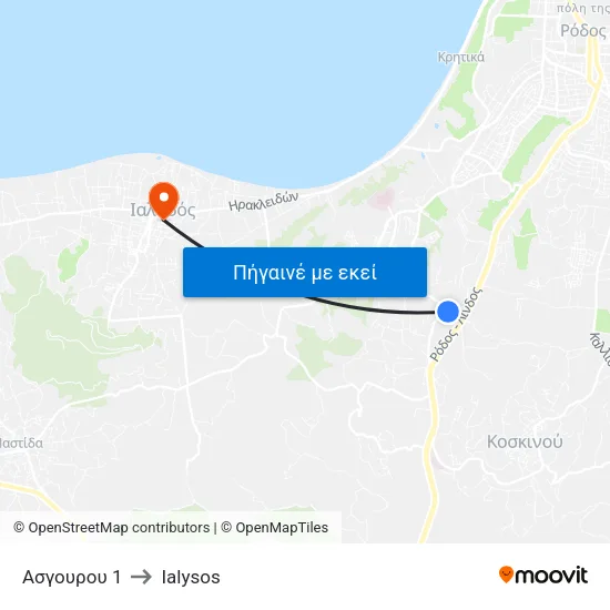 Ασγουρου 1 to Ialysos map