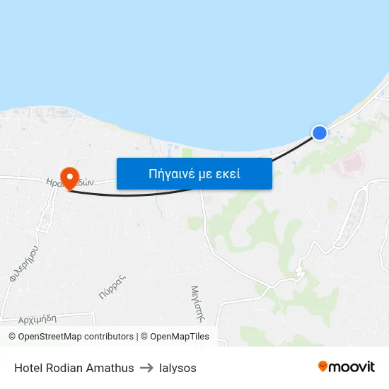 Hotel Rodian Amathus to Ialysos map