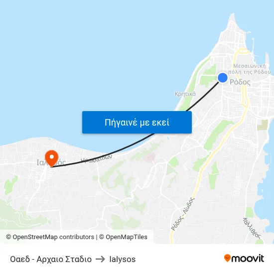 Οαεδ - Αρχαιο Σταδιο to Ialysos map