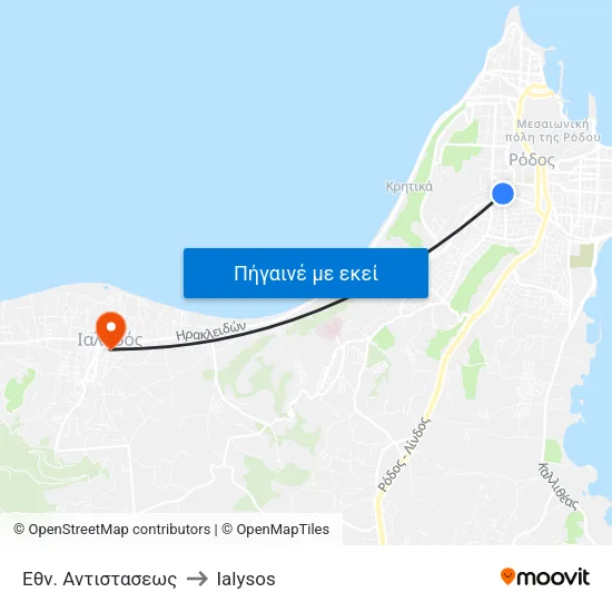 Εθν. Αντιστασεως to Ialysos map