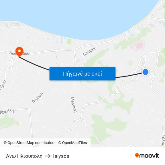 Ανω Ηλιουπολη to Ialysos map