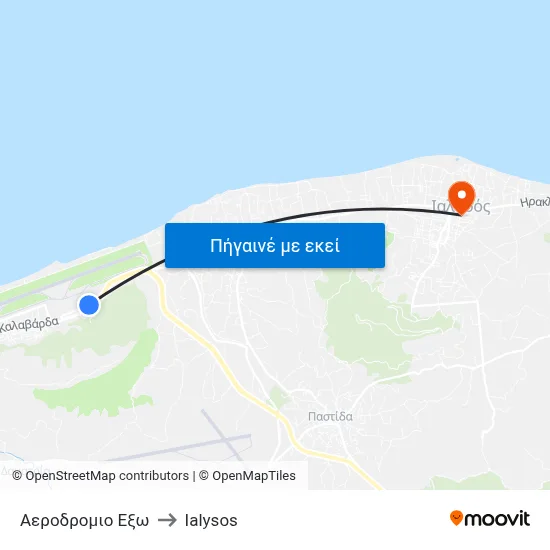 Αεροδρομιο Εξω to Ialysos map