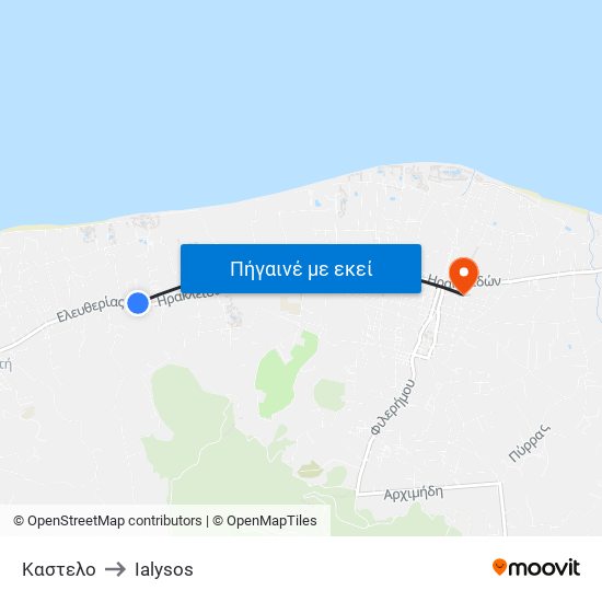 Καστελο to Ialysos map