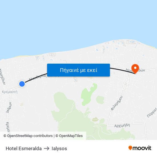 Hotel Esmeralda to Ialysos map