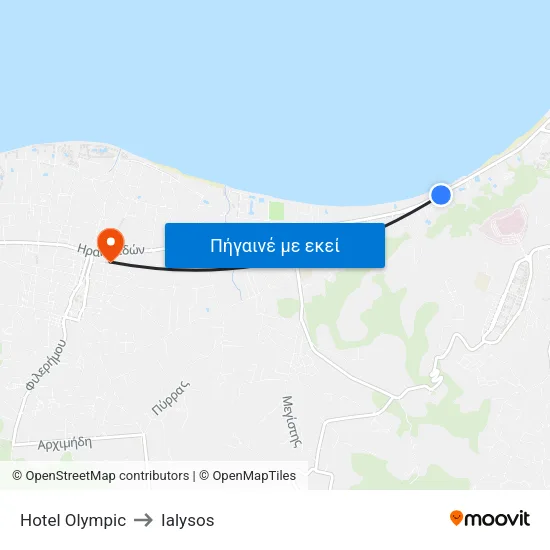 Hotel Olympic to Ialysos map