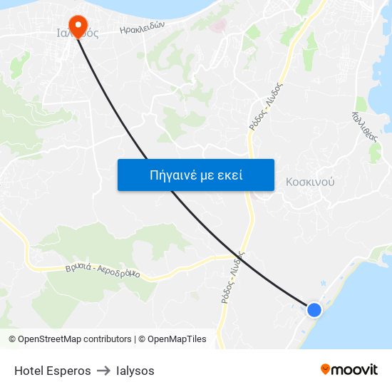 Hotel Esperos to Ialysos map