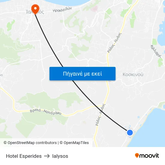 Hotel Esperides to Ialysos map