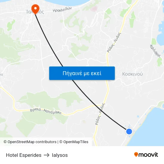 Hotel Esperides to Ialysos map