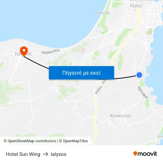 Hotel Sun Wing to Ialysos map